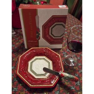 Fitz and Floyd Telluride Red Appetizer Plate and Spreader NIB